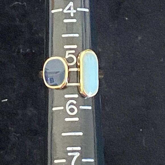 French Blue Retro Moi et Toi Gold Tone Adjustable Ring NWOT - Picture 9 of 12